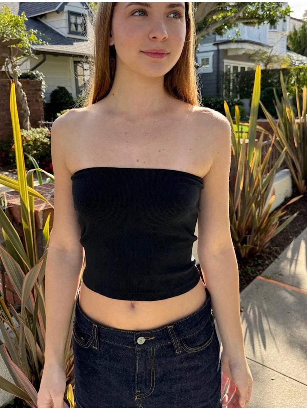 Brandy melville amelia black strapless cropped tube top